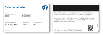 Registrierungsportal für Sicherungskarten Registrierungsportal für Sicherungskarten